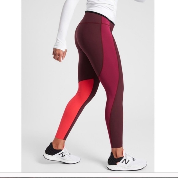 EUC - Athleta Asym Colorblock Tights - size Large - Picture 1 of 8